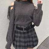 【予約商品 12月中旬発送】肩あきリボンニット