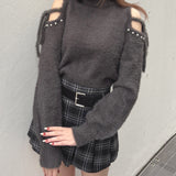 【予約商品 12月中旬発送】肩あきリボンニット