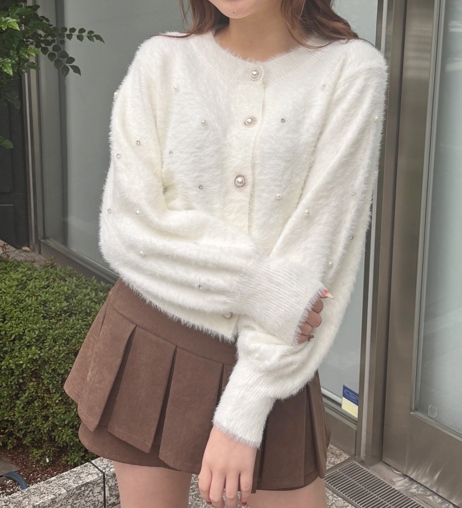 【予約商品 12月中旬発送】ビジューまみれフェザーカーデ