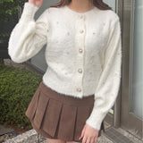 【予約商品 12月中旬発送】ビジューまみれフェザーカーデ