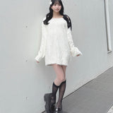 【予約商品 12月下旬発送】ビジュー肩リボンニット