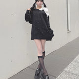 【予約商品 12月下旬発送】ビジュー肩リボンニット