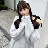 【予約商品 12月下旬発送】ビジュー肩リボンニット