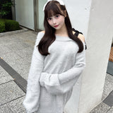 【予約商品 12月下旬発送】ビジュー肩リボンニット