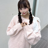 【予約商品 12月下旬発送】ビジュー肩リボンニット