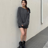 ビジュー肩リボンニット