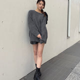 ビジュー肩リボンニット