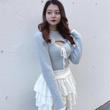 モックネックレイヤード風ニット