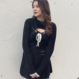 モックネックレイヤード風ニット