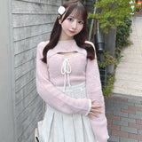 モックネックレイヤード風ニット