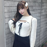 モックネックレイヤード風ニット