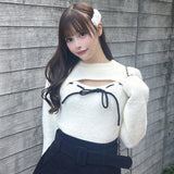 モックネックレイヤード風ニット