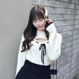 モックネックレイヤード風ニット