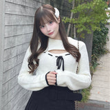 モックネックレイヤード風ニット