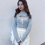 モックネックレイヤード風ニット