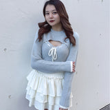 モックネックレイヤード風ニット