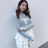 モックネックレイヤード風ニット