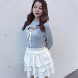 モックネックレイヤード風ニット