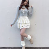 モックネックレイヤード風ニット