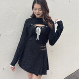 モックネックレイヤード風ニット