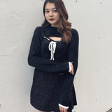 モックネックレイヤード風ニット