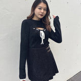 モックネックレイヤード風ニット