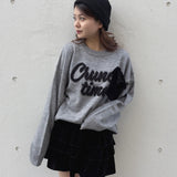 【予約商品 12月下旬発送】ラメリボンロゴジャガードニット