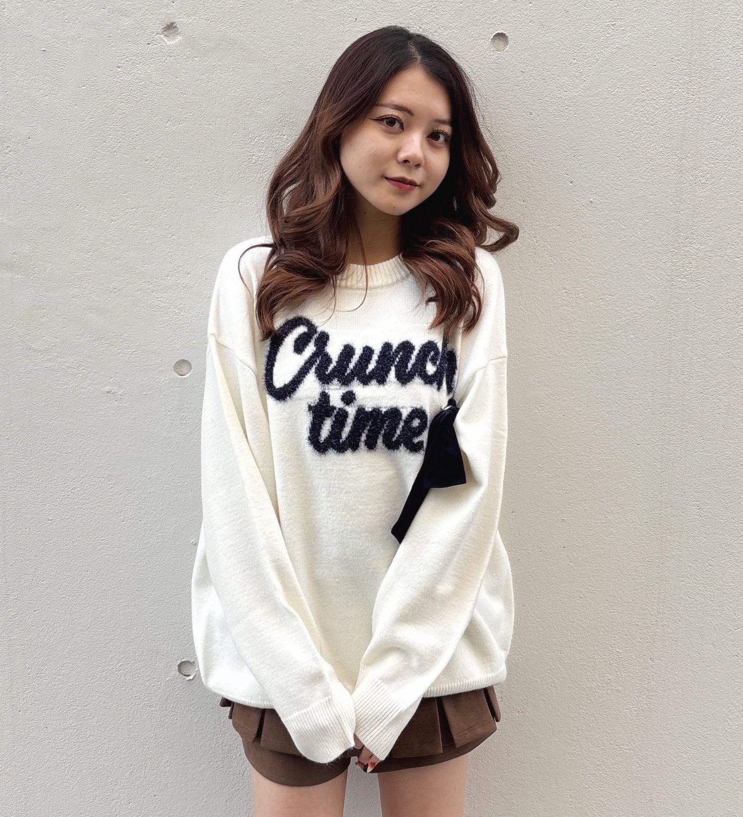 【予約商品 12月下旬発送】ラメリボンロゴジャガードニット