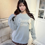 ラメリボンロゴジャガードニット