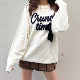 【予約商品 12月下旬発送】ラメリボンロゴジャガードニット