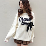 【予約商品 12月下旬発送】ラメリボンロゴジャガードニット