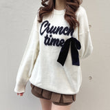 【予約商品 12月下旬発送】ラメリボンロゴジャガードニット