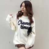 【予約商品 12月下旬発送】ラメリボンロゴジャガードニット