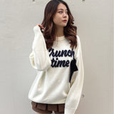 【予約商品 12月下旬発送】ラメリボンロゴジャガードニット