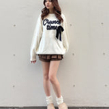 【予約商品 12月下旬発送】ラメリボンロゴジャガードニット