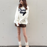 【予約商品 12月下旬発送】ラメリボンロゴジャガードニット