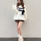 【予約商品 12月下旬発送】ラメリボンロゴジャガードニット