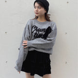 【予約商品 12月下旬発送】ラメリボンロゴジャガードニット