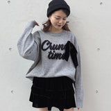 【予約商品 12月下旬発送】ラメリボンロゴジャガードニット