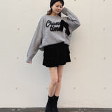 【予約商品 12月下旬発送】ラメリボンロゴジャガードニット