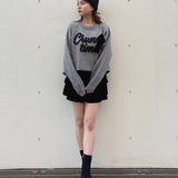 【予約商品 12月下旬発送】ラメリボンロゴジャガードニット