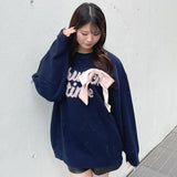 【予約商品 12月下旬発送】ラメリボンロゴジャガードニット