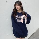 【予約商品 12月下旬発送】ラメリボンロゴジャガードニット