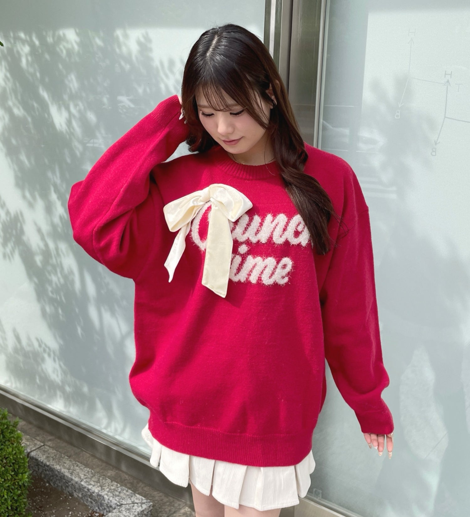 【予約商品 12月下旬発送】ラメリボンロゴジャガードニット