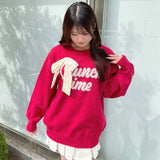 【予約商品 12月下旬発送】ラメリボンロゴジャガードニット