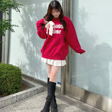 【予約商品 12月下旬発送】ラメリボンロゴジャガードニット