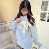 ラメリボンロゴジャガードニット