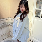 ラメリボンロゴジャガードニット