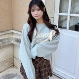 ラメリボンロゴジャガードニット