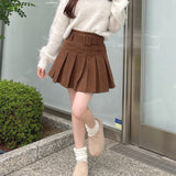 太ベルトプリーツスカート